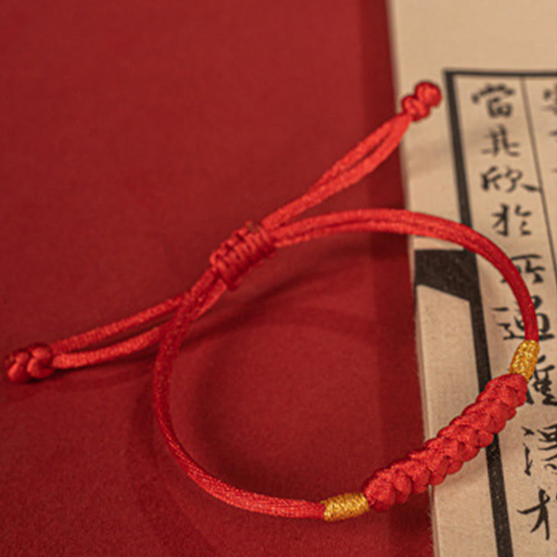 Buddha Stones Handmade Braided Red String Happy Knot Flat Knot Colorful Rope Bracelet