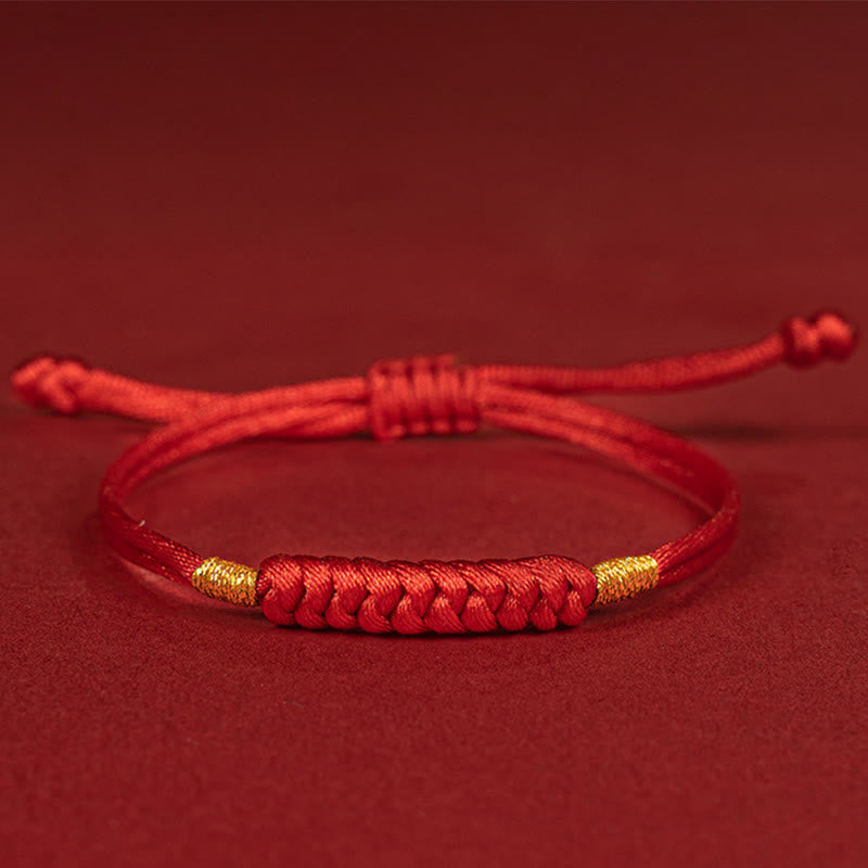 Buddha Stones Handmade Braided Red String Happy Knot Flat Knot Colorful Rope Bracelet