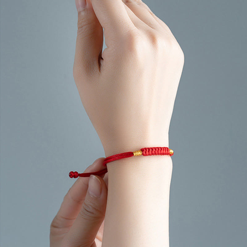 Buddha Stones Handmade Braided Red String Happy Knot Flat Knot Colorful Rope Bracelet