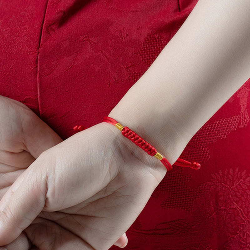 Buddha Stones Handmade Braided Red String Happy Knot Flat Knot Colorful Rope Bracelet