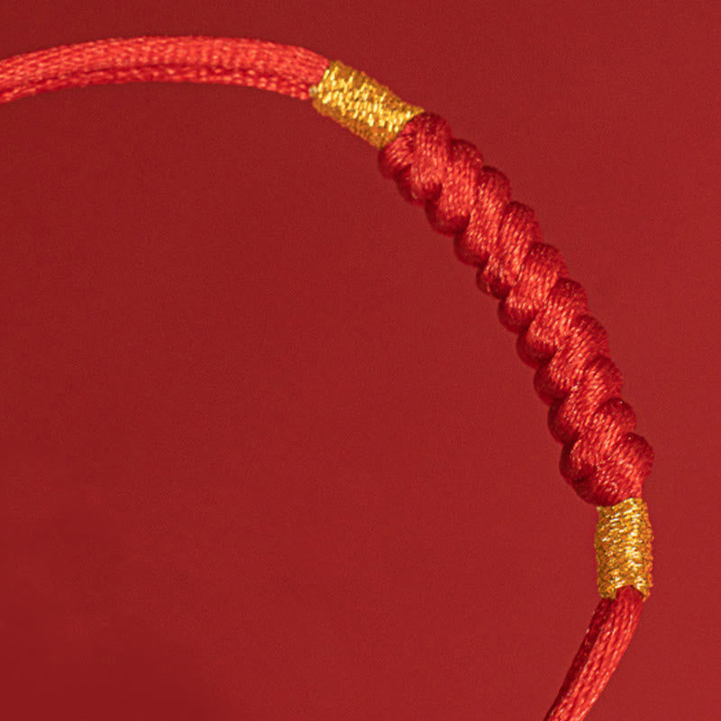 Buddha Stones Handmade Braided Red String Happy Knot Flat Knot Colorful Rope Bracelet