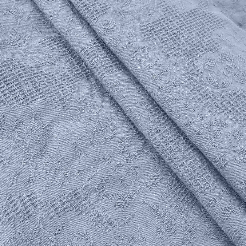 Buddha Stones Summer Jacquard Drawstring Pleated Design Cotton Linen Midi Dress With Pockets