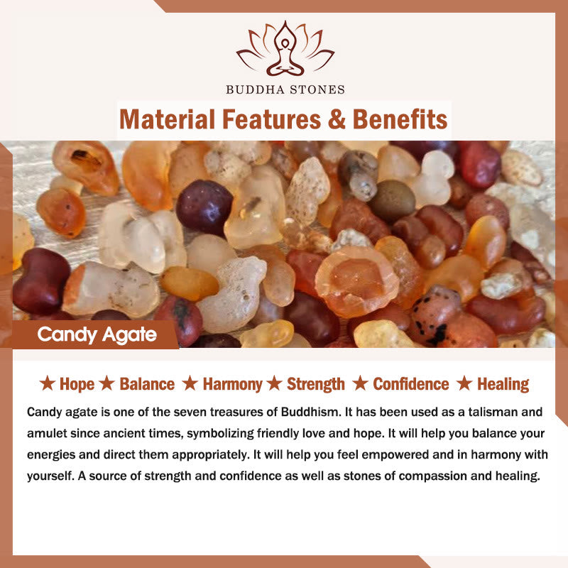 Buddha Stones Fu Character Peace Buckle Liuli Candy Agate Healing Bracelet