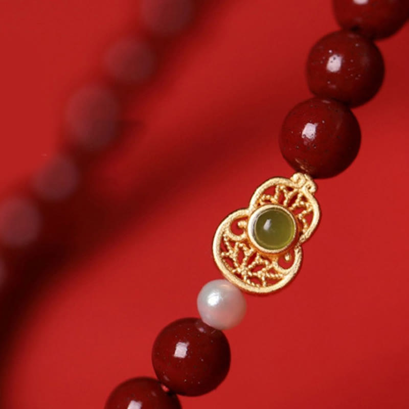 Buddha Stones Gourd Pearl Cinnabar Blessing Beads Bracelet