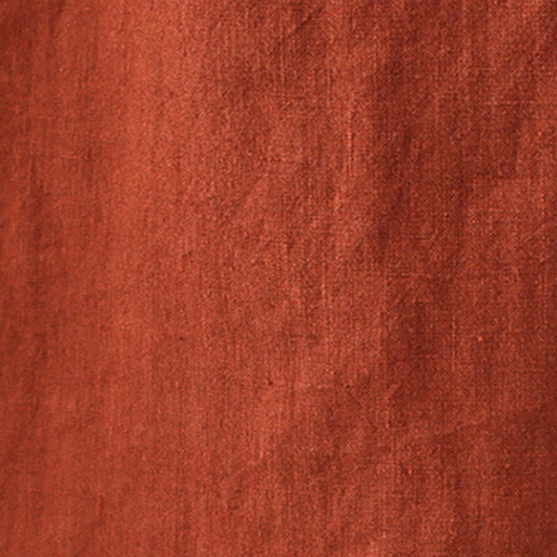Buddha Stones OrangeRed Lace-Up Design Long Sleeve Cotton Midi Dress With Pockets