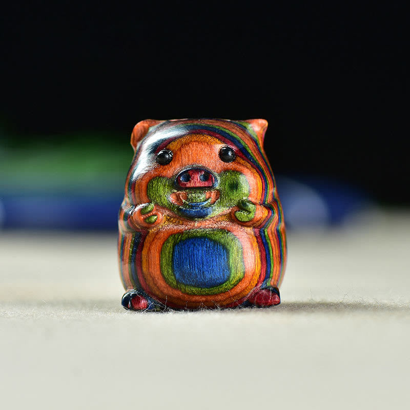 Buddha Stones Green Sandalwood Small Leaf Red Sandalwood Cute Pig Animals Positive Decoration