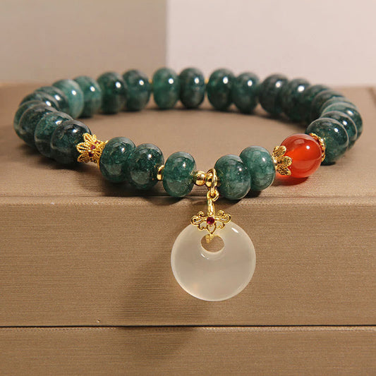 Buddha Stones Blue Jade Beads Peace Buckle Prosperity Bracelet