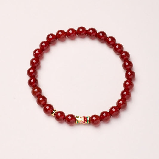 Buddha Stones Natural Red Agate Lucky Koi Fish Confidence Bracelet