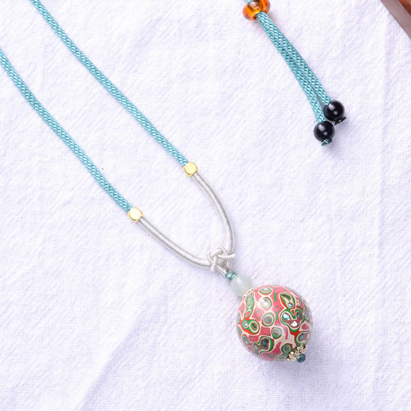 Buddha Stones Ebony Wood Colorful Lacquer Craft Bead Calm Necklace Pendant