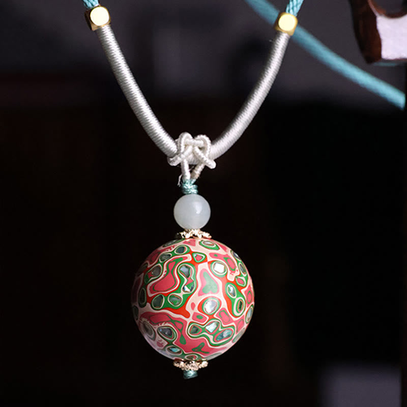 Buddha Stones Ebony Wood Colorful Lacquer Craft Bead Calm Necklace Pendant