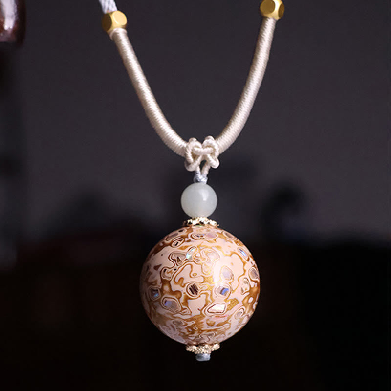 Buddha Stones Ebony Wood Colorful Lacquer Craft Bead Calm Necklace Pendant