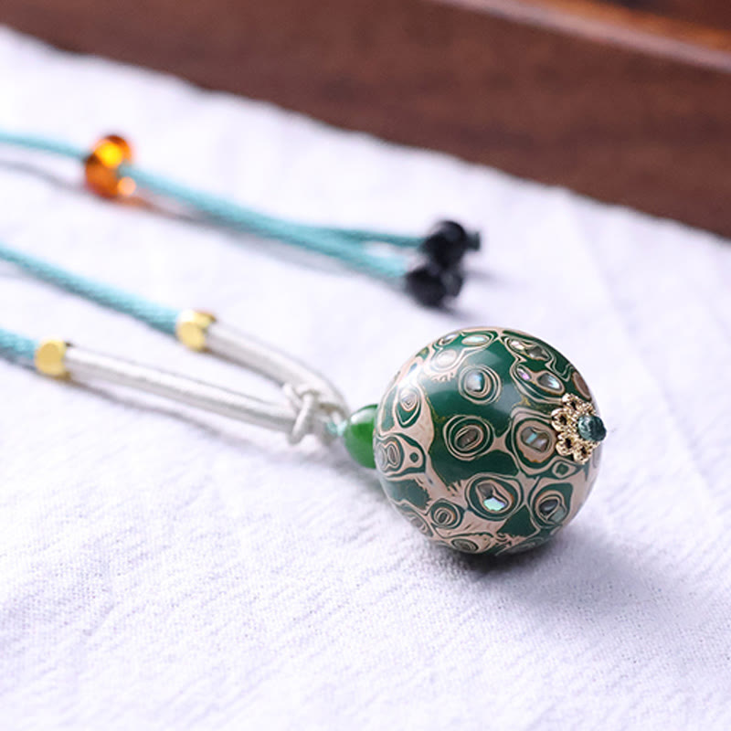 Buddha Stones Ebony Wood Colorful Lacquer Craft Bead Calm Necklace Pendant