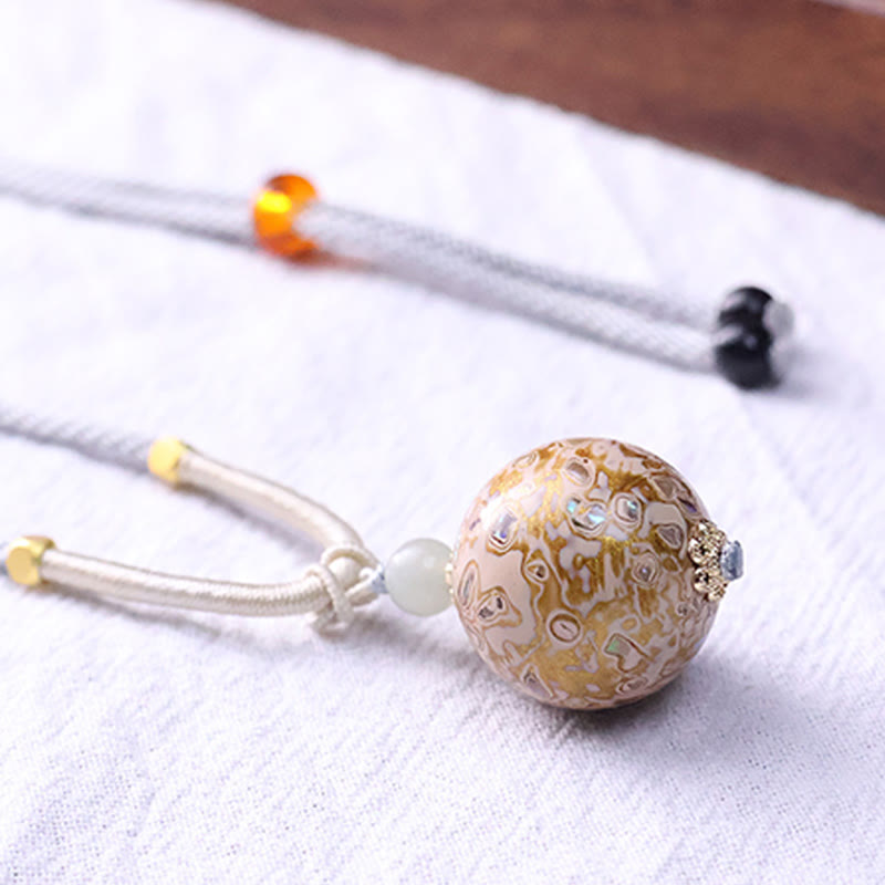 Buddha Stones Ebony Wood Colorful Lacquer Craft Bead Calm Necklace Pendant