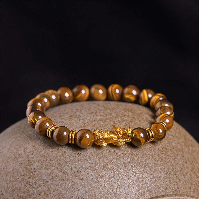 Buddha Stones Various Color Tiger Eye Beads Spacer Beads Pixiu Wealth Courage Bracelet