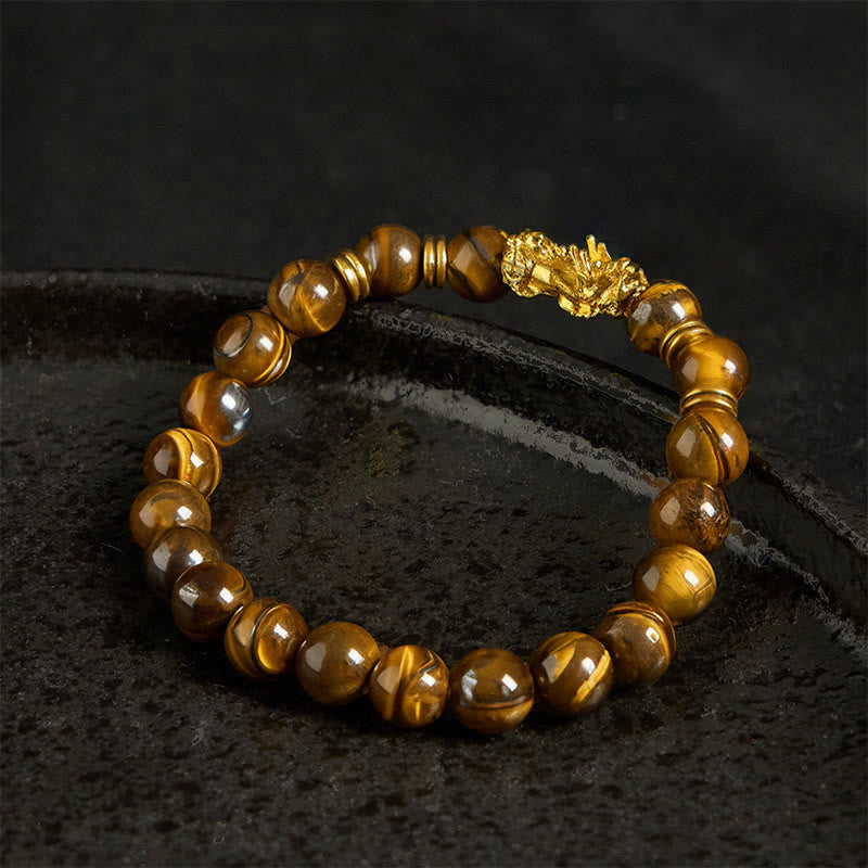 Buddha Stones Various Color Tiger Eye Beads Spacer Beads Pixiu Wealth Courage Bracelet