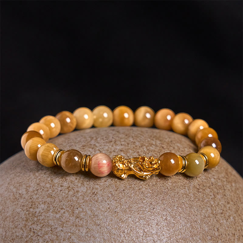 Buddha Stones Various Color Tiger Eye Beads Spacer Beads Pixiu Wealth Courage Bracelet