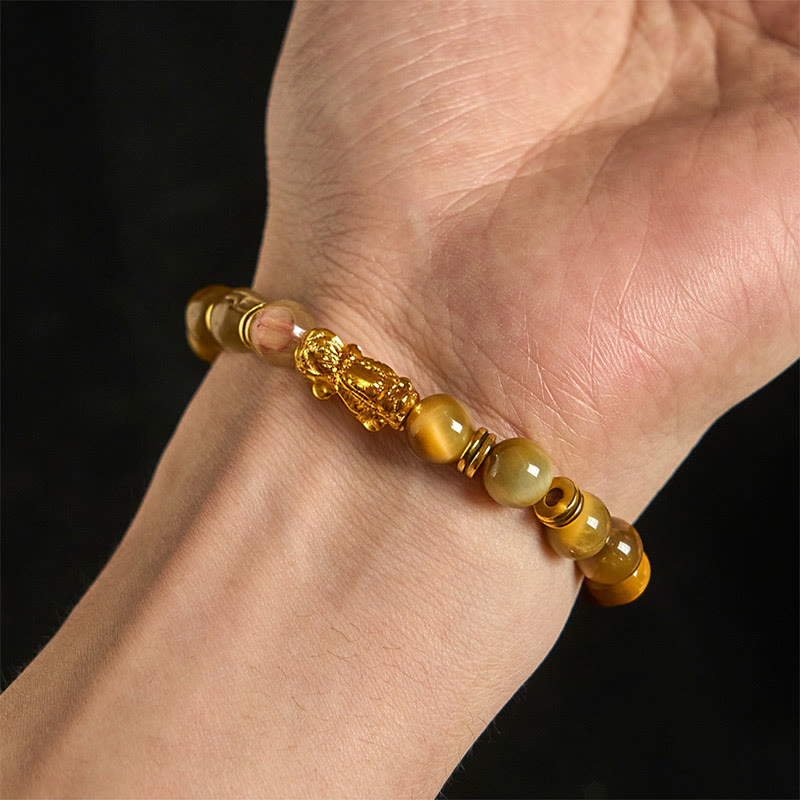 Buddha Stones Various Color Tiger Eye Beads Spacer Beads Pixiu Wealth Courage Bracelet