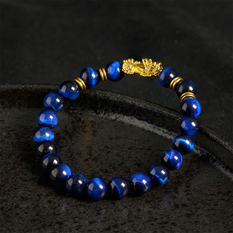 Buddha Stones "Sending Focus and Prosperity" Tiger Eye Pixiu Bracelet Includes Gift Message Card