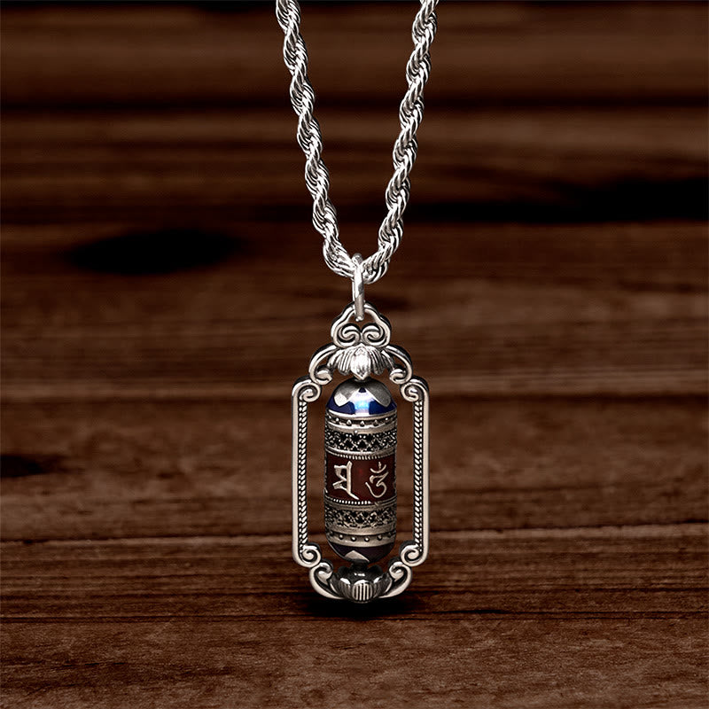 Buddha Stones Vintage Om Mani Padme Hum Prayer Wheel Copper Luck Pendant