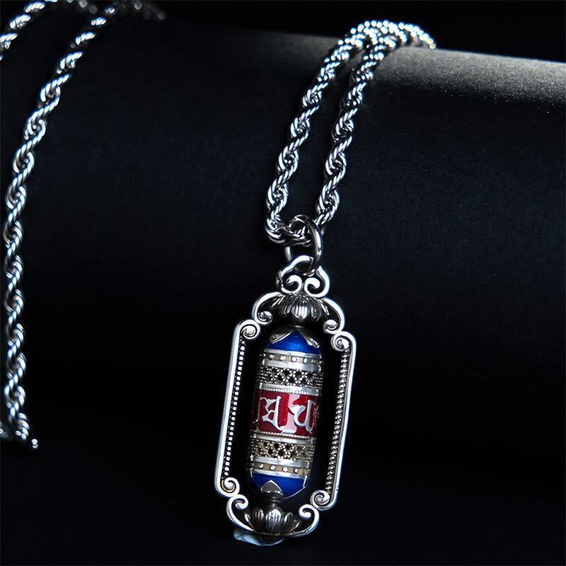 Buddha Stones Vintage Om Mani Padme Hum Prayer Wheel Copper Luck Pendant