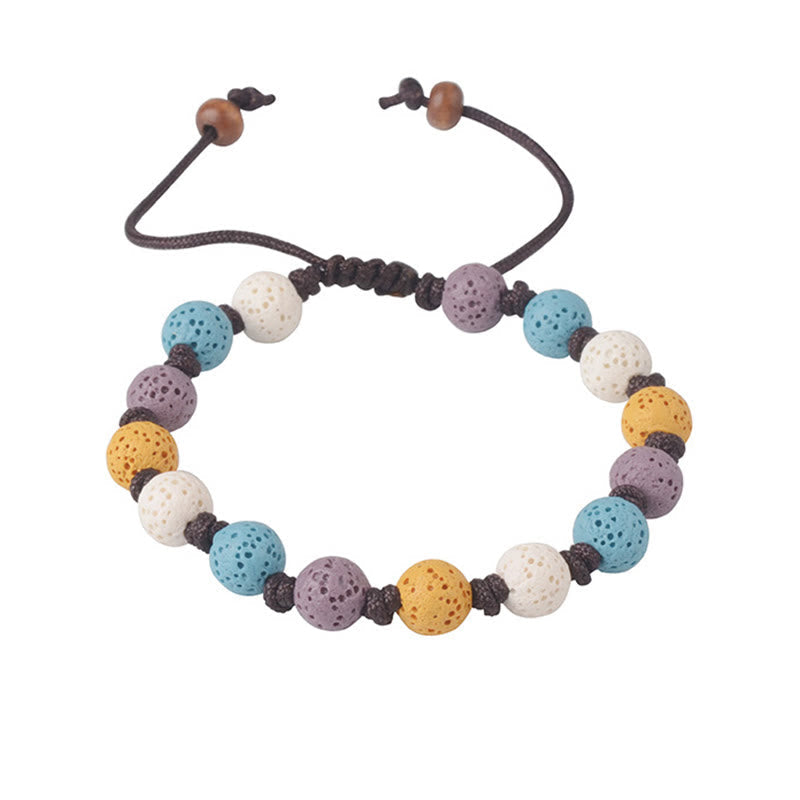 Buddha Stones Colorful Lava Rock Support Bracelet