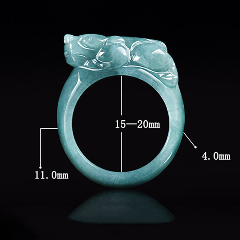 Buddha Stones Fengshui Wealth Prosperity Jade PiXiu Luck Ring
