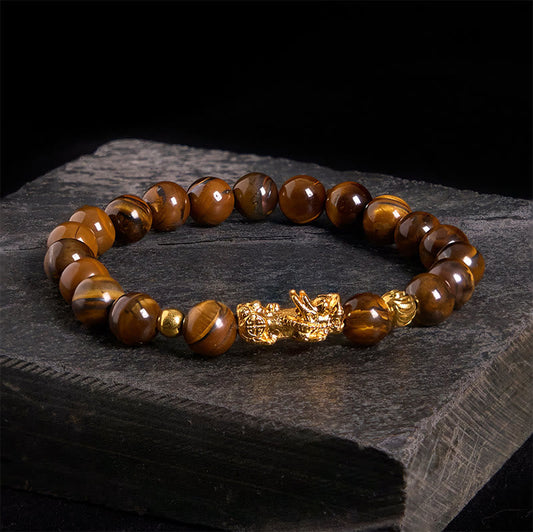 Buddha Stones Various Color Tiger Eye Beads Pixiu Wealth Courage Bracelet