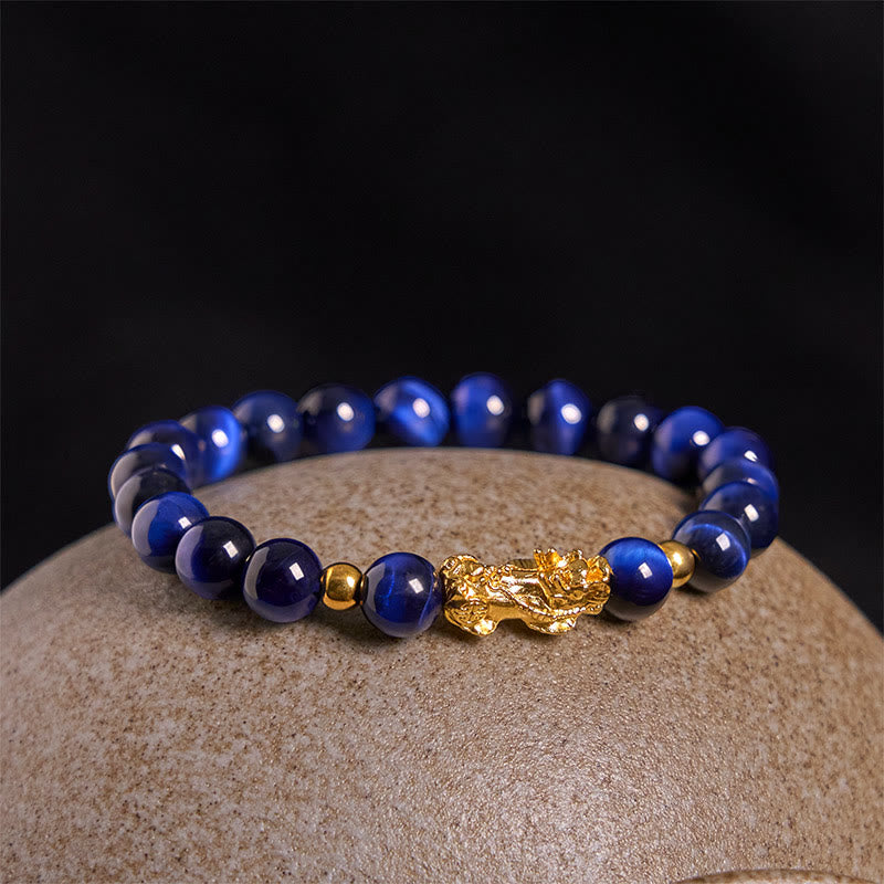 Buddha Stones Various Color Tiger Eye Beads Pixiu Wealth Courage Bracelet