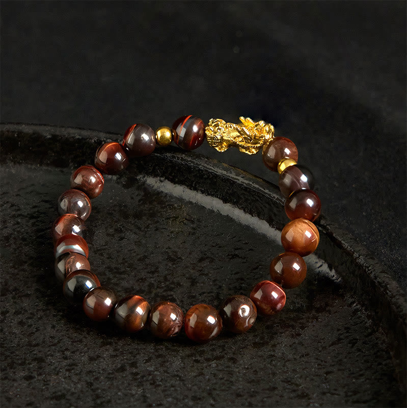 Buddha Stones Various Color Tiger Eye Beads Pixiu Wealth Courage Bracelet