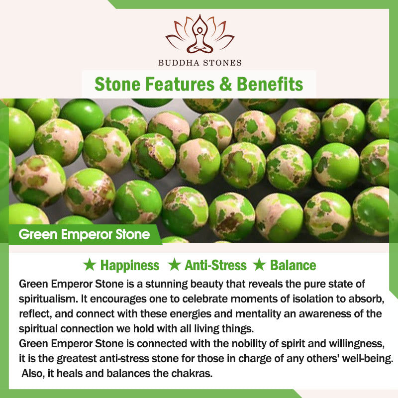 Buddha Stones Natural Colorful Emperor Stone Oval Square Beads Anti-stress Bracelet