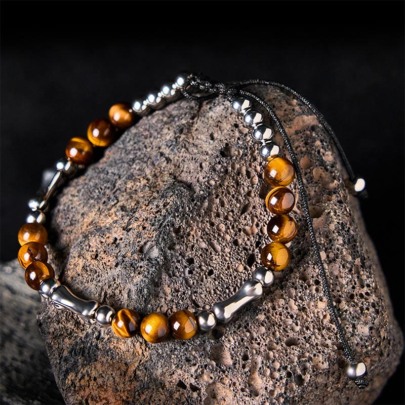 Buddha Stones Cute Bone Pattern Tiger Eye Courage Beads Bracelet