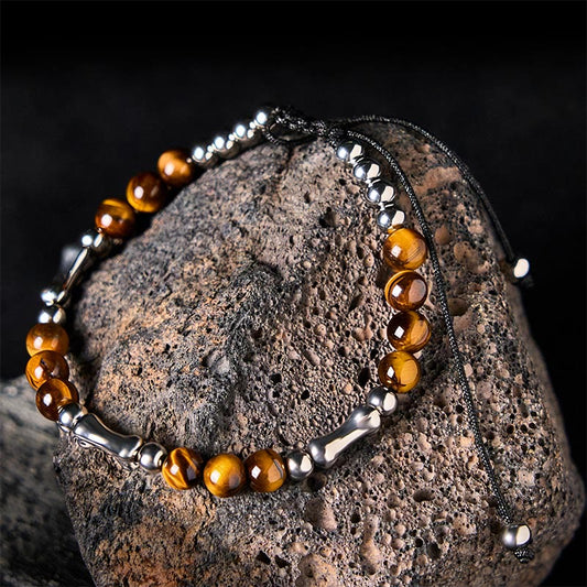 Buddha Stones Cute Bone Pattern Tiger Eye Courage Beads Bracelet