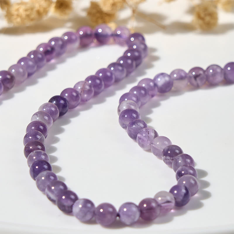 Buddha Stones Natural Amethyst Bead Cute Cat Healing Bracelet