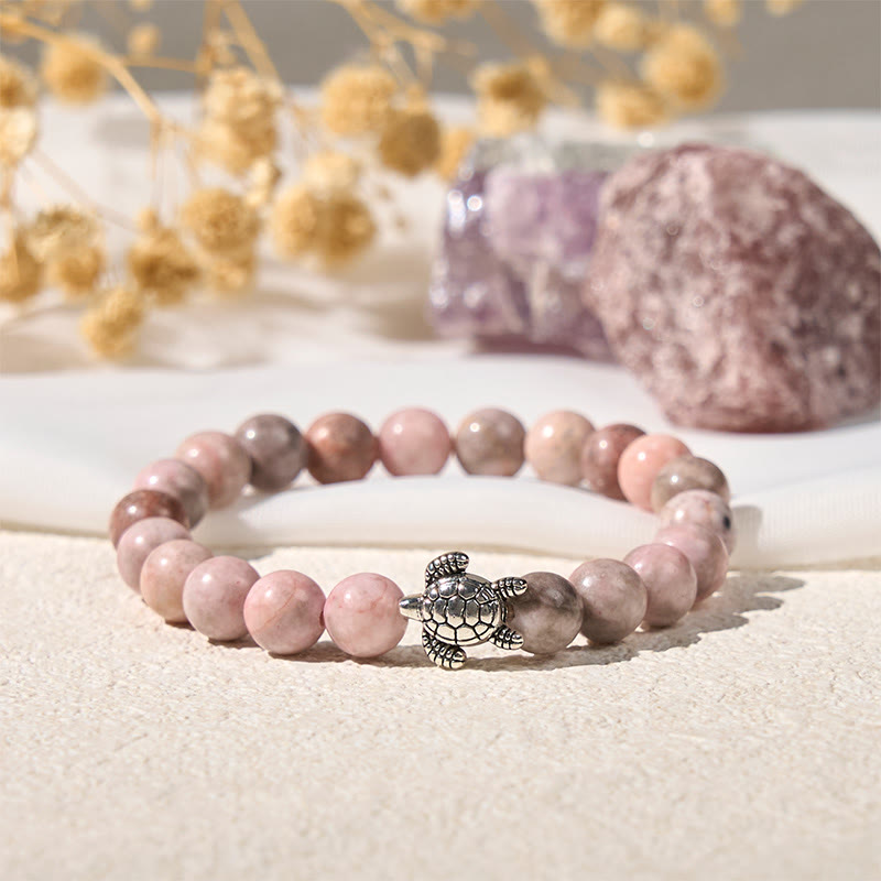 Buddha Stones Turtle Design Zebra Jasper Protection Bracelet