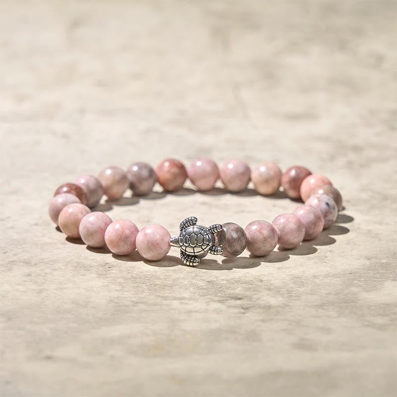 Buddha Stones Turtle Design Zebra Jasper Protection Bracelet