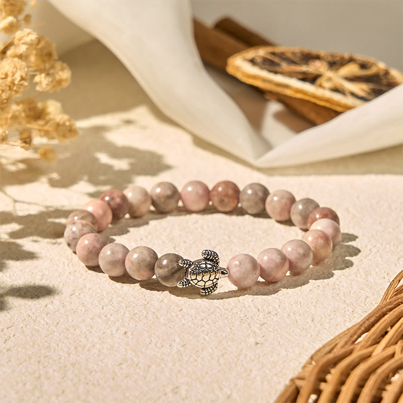 Buddha Stones Turtle Design Zebra Jasper Protection Bracelet