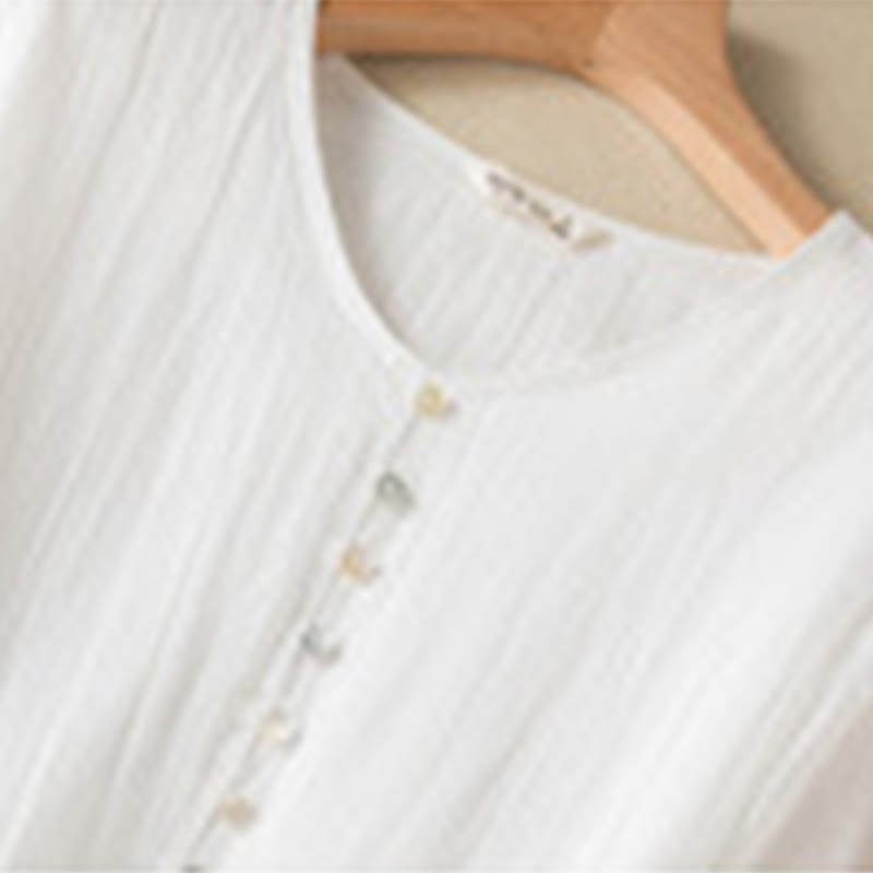 Buddha Stones Summer V-Neck Design Half Sleeve Cotton Midi Dress
