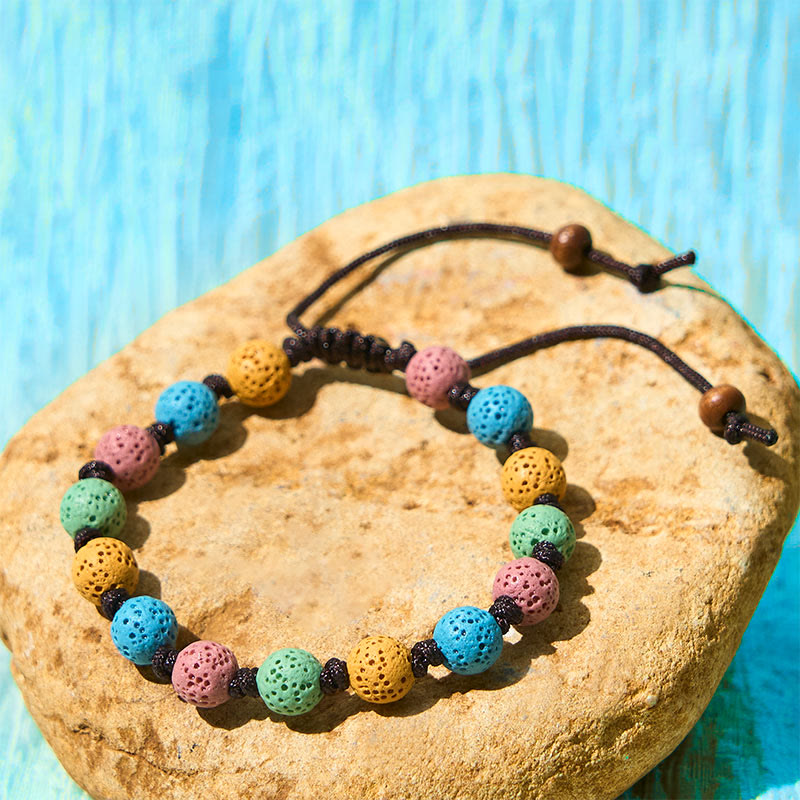 Buddha Stones Colorful Lava Rock Support Bracelet