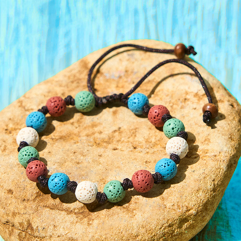 Buddha Stones Colorful Lava Rock Support Bracelet