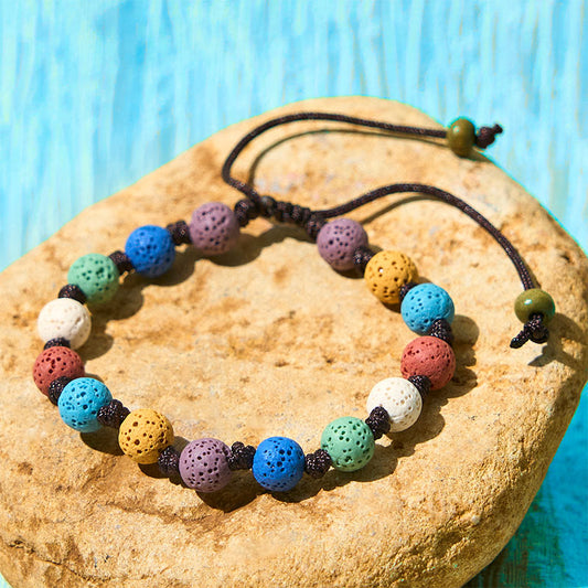 Buddha Stones Colorful Lava Rock Support Bracelet