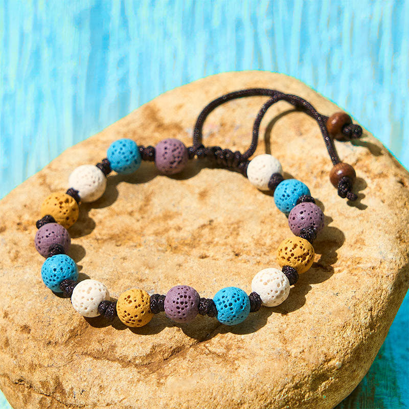 Buddha Stones Colorful Lava Rock Support Bracelet