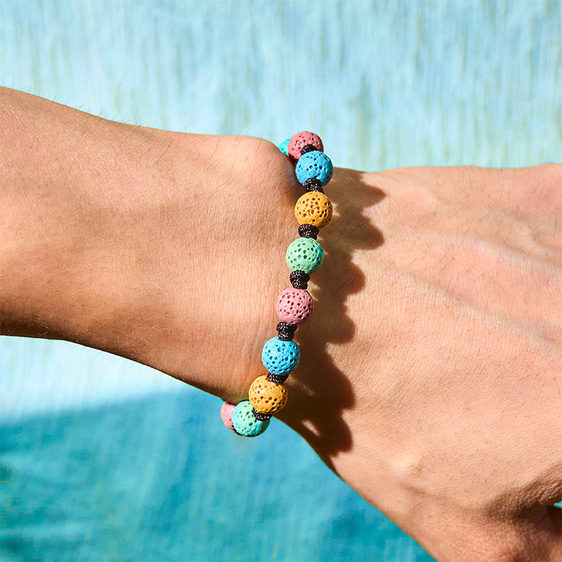 Buddha Stones Colorful Lava Rock Support Bracelet