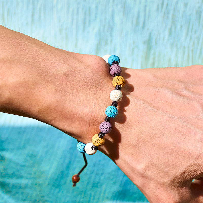 Buddha Stones Colorful Lava Rock Support Bracelet