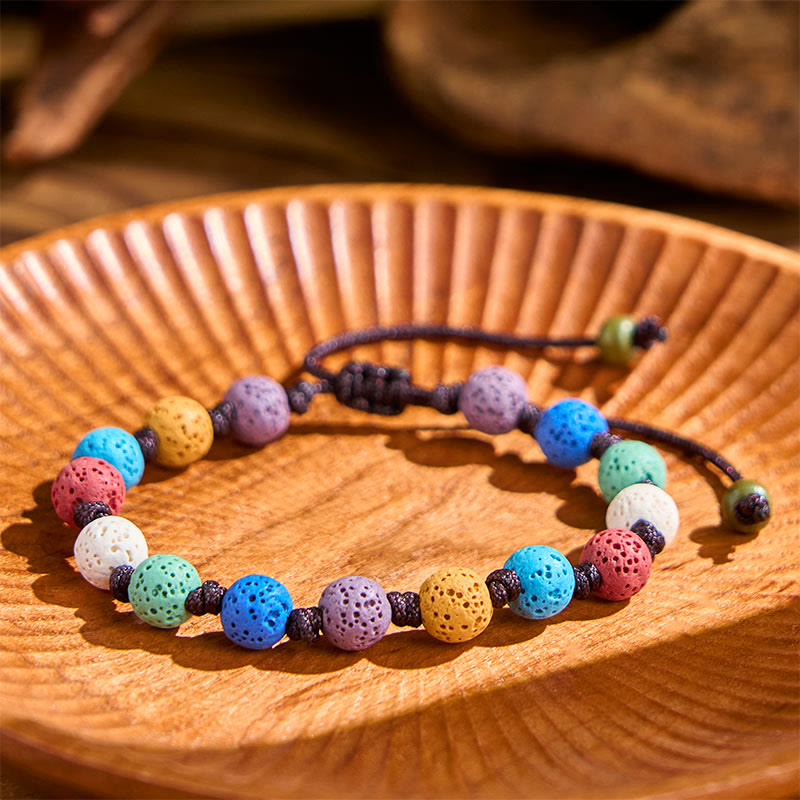 Buddha Stones Colorful Lava Rock Support Bracelet