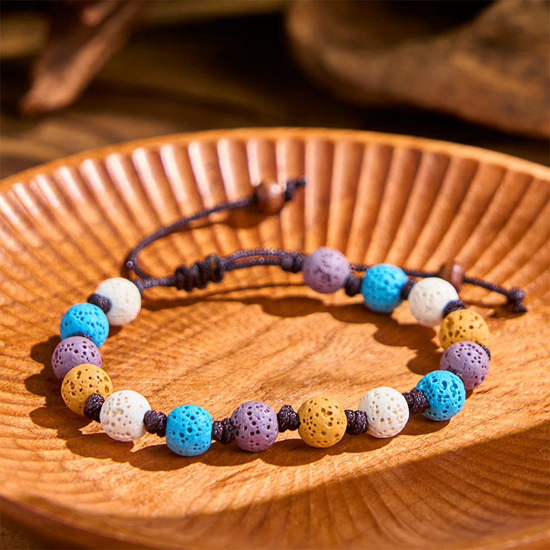 Buddha Stones Colorful Lava Rock Support Bracelet