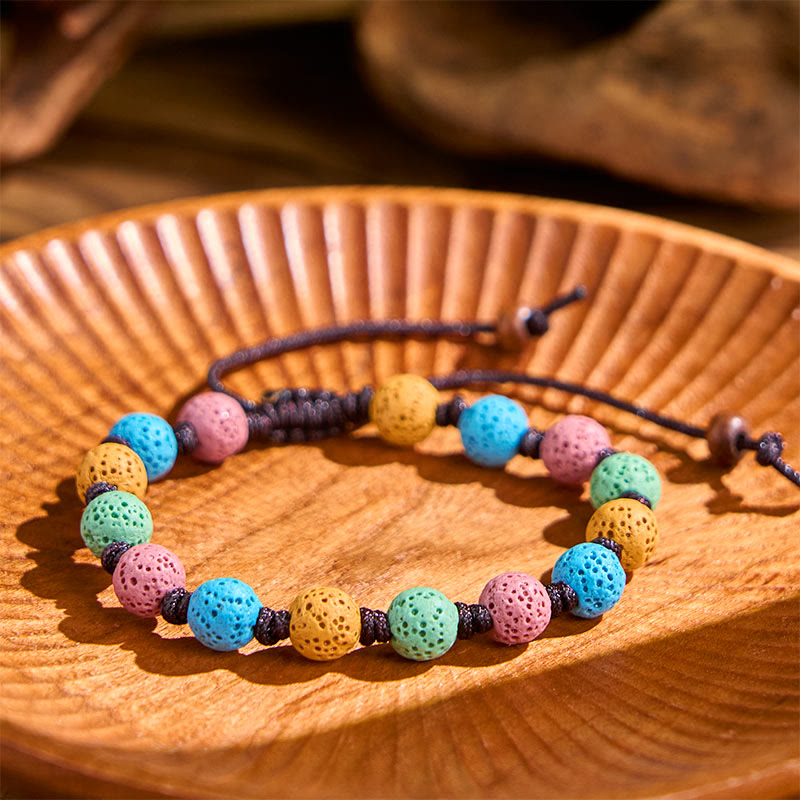Buddha Stones Colorful Lava Rock Support Bracelet