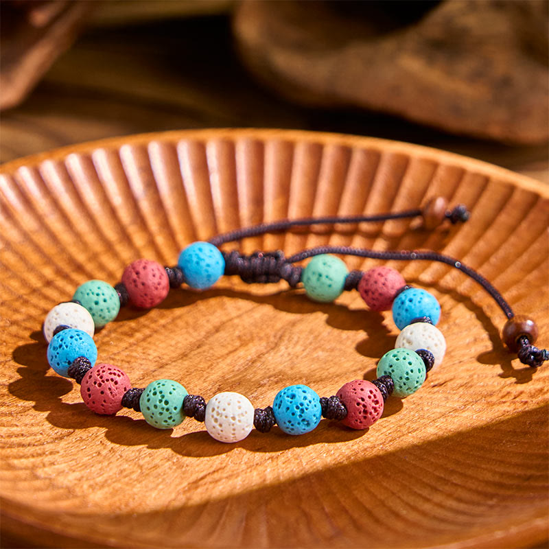 Buddha Stones Colorful Lava Rock Support Bracelet