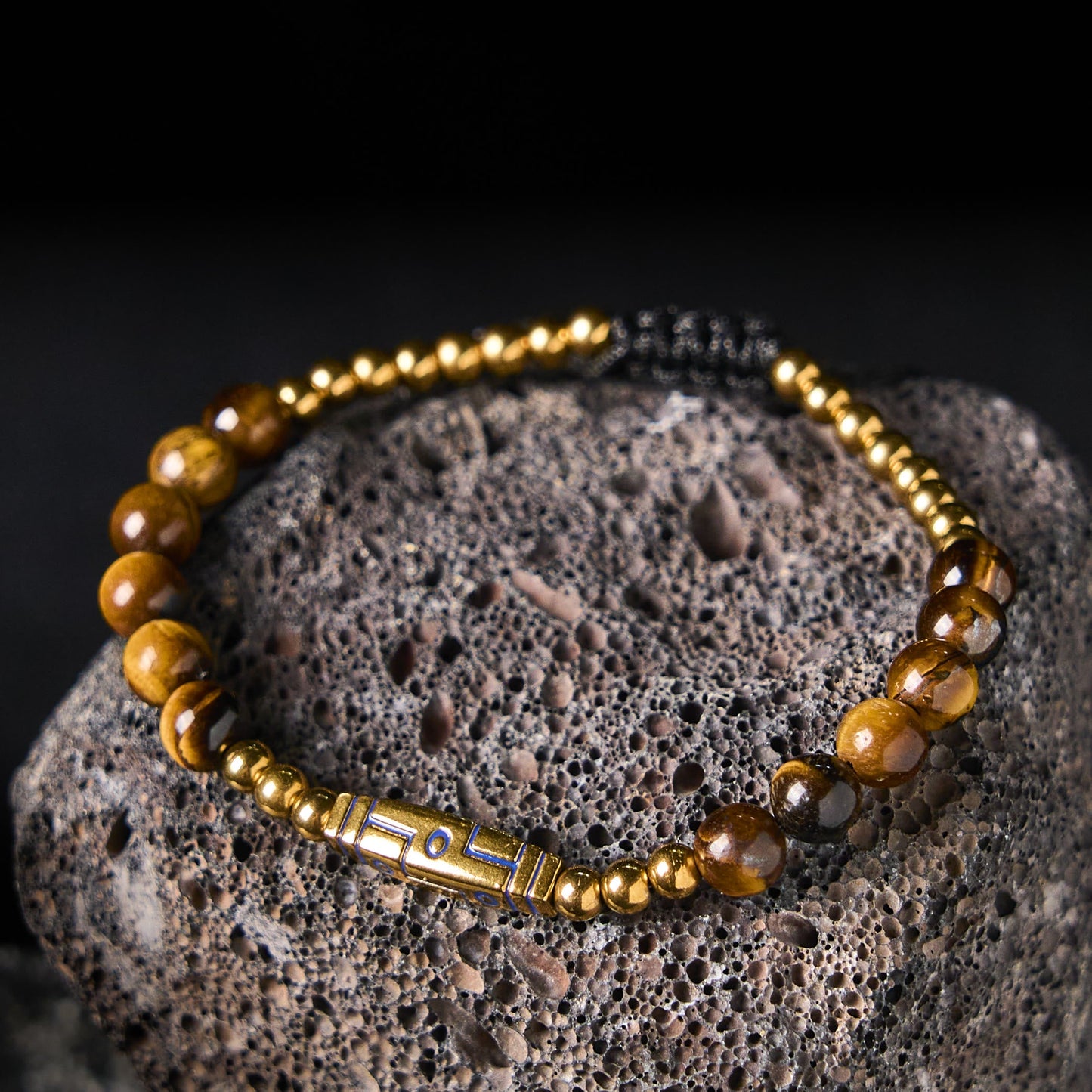 Buddha Stones Cute Bone Pattern Tiger Eye Courage Beads Bracelet