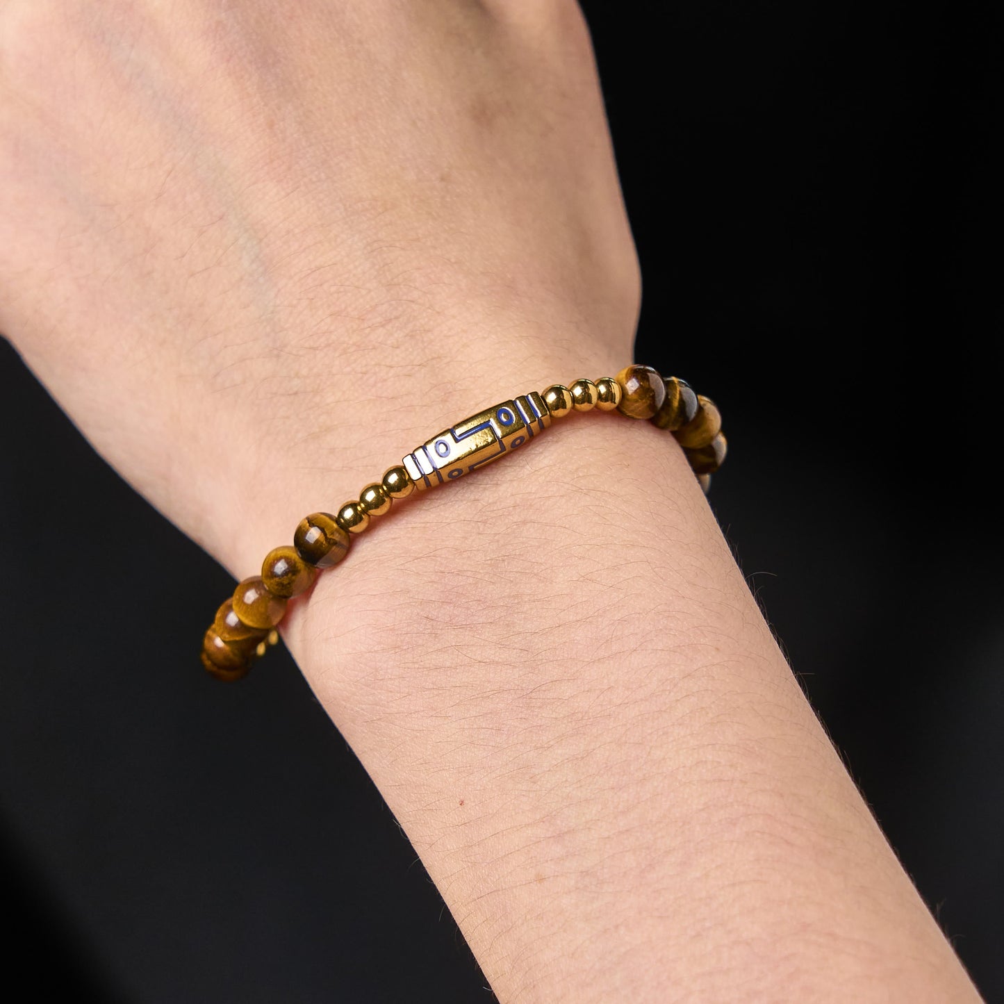 Buddha Stones Cute Bone Pattern Tiger Eye Courage Beads Bracelet