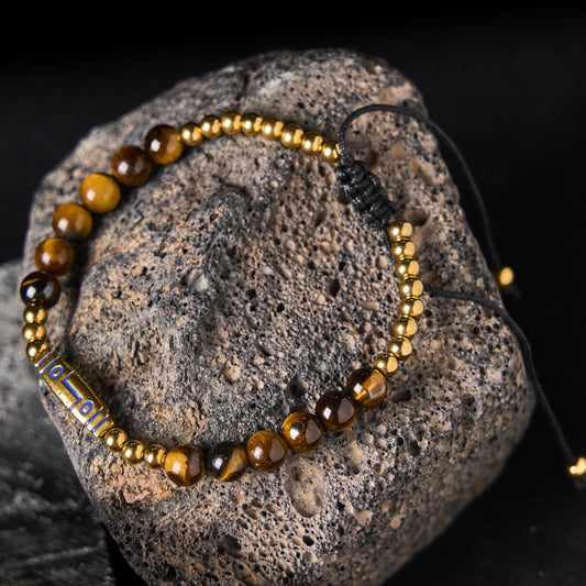 Buddha Stones Cute Bone Pattern Tiger Eye Courage Beads Bracelet